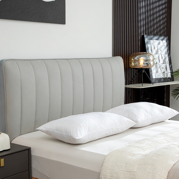 91家纺网 家纺一手货源 找家纺 沐沐家纺 2026新款亲肤舒适简约科技布床头罩 灰色