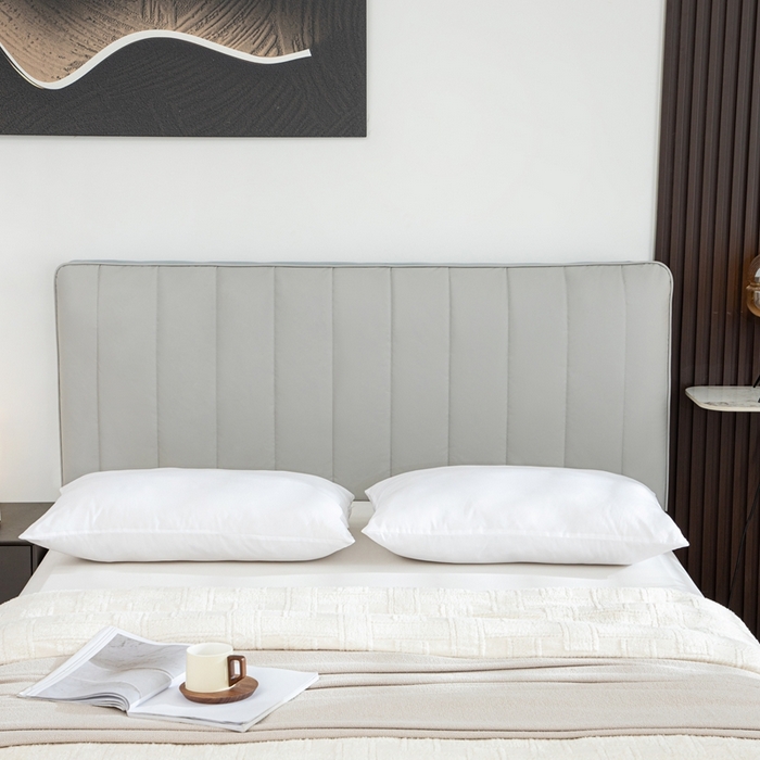 91家纺网 家纺一手货源 找家纺 沐沐家纺 2026新款亲肤舒适简约科技布床头罩 灰色