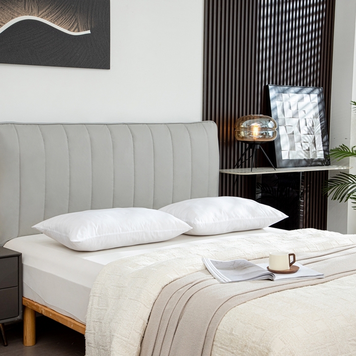 91家纺网 家纺一手货源 找家纺 沐沐家纺 2026新款亲肤舒适简约科技布床头罩 灰色