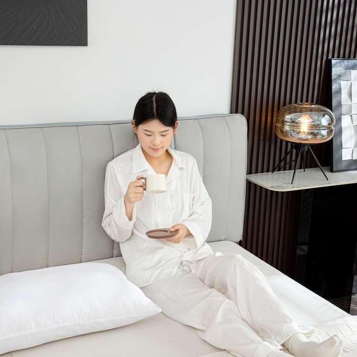 91家纺网 家纺一手货源 找家纺 沐沐家纺 2026新款亲肤舒适简约科技布床头罩 灰色