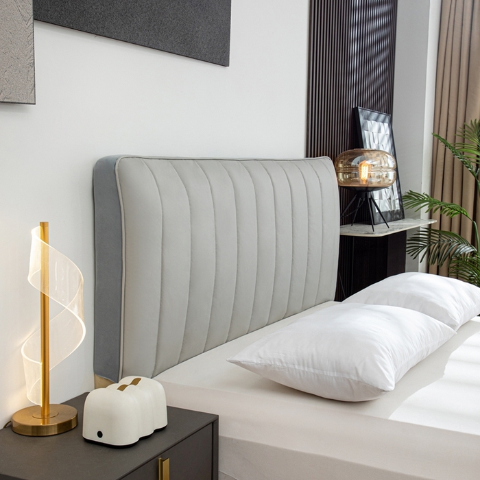 91家纺网 家纺一手货源 找家纺 沐沐家纺 2026新款亲肤舒适简约科技布床头罩 灰色