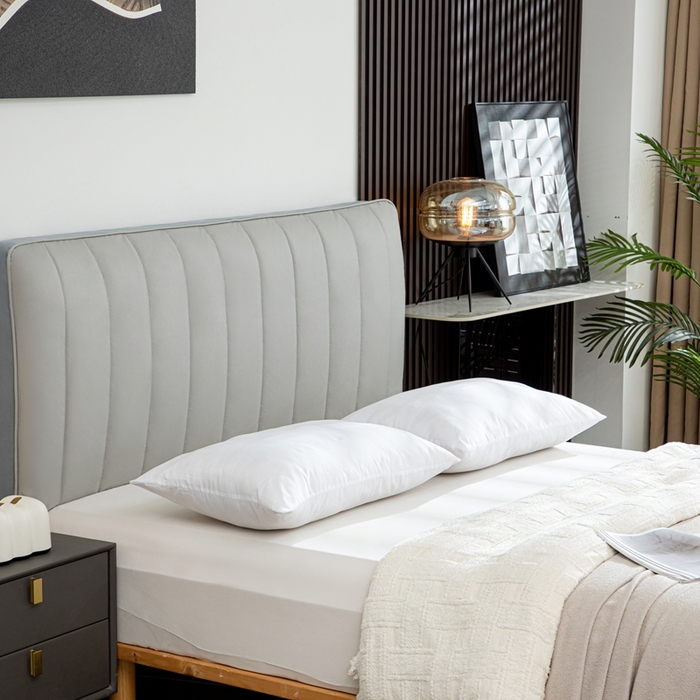 91家纺网 家纺一手货源 找家纺 沐沐家纺 2026新款亲肤舒适简约科技布床头罩 灰色