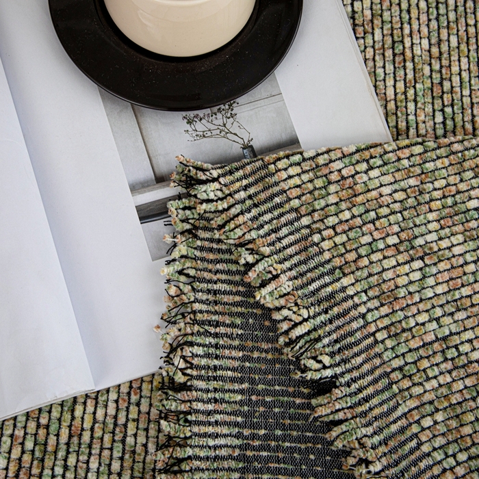 91家纺网 家纺一手货源 找家纺 沐沐家纺 2026新款亲肤舒适炫彩沙发巾 绿色