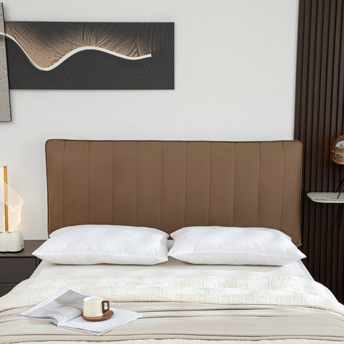 91家纺网 家纺一手货源 找家纺 沐沐家纺 2026新款亲肤舒适简约科技布床头罩 咖色