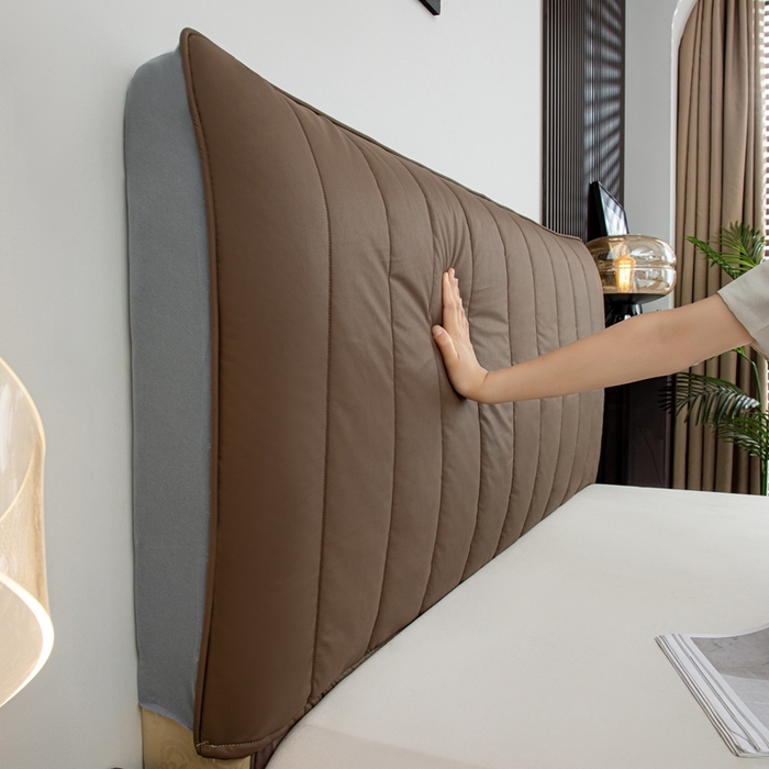 91家纺网 家纺一手货源 找家纺 沐沐家纺 2026新款亲肤舒适简约科技布床头罩 咖色