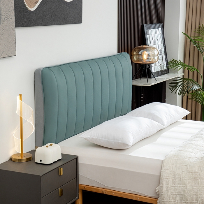 91家纺网 家纺一手货源 找家纺 沐沐家纺 2026新款亲肤舒适简约科技布床头罩 蓝色