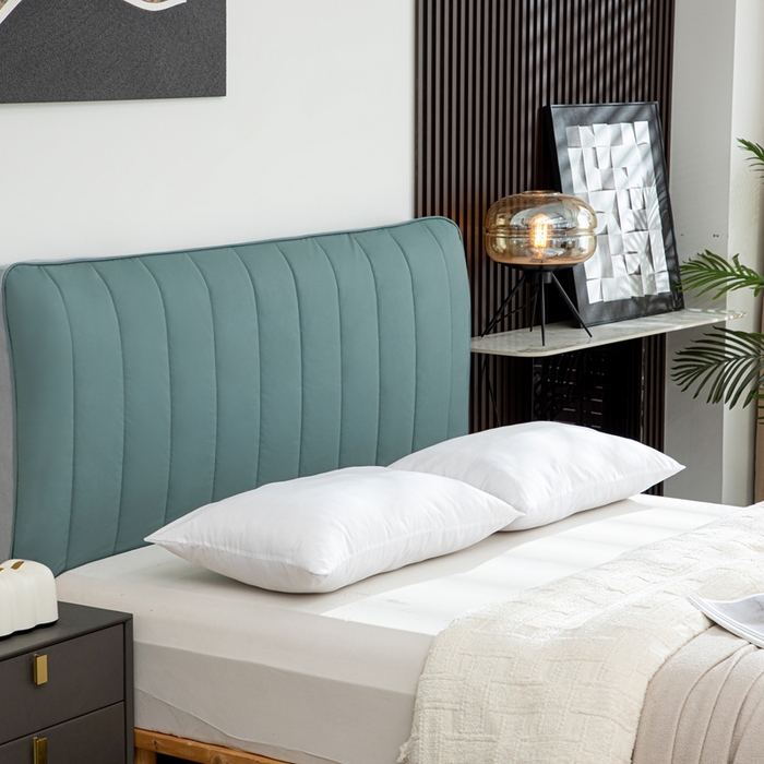 91家纺网 家纺一手货源 找家纺 沐沐家纺 2026新款亲肤舒适简约科技布床头罩 蓝色