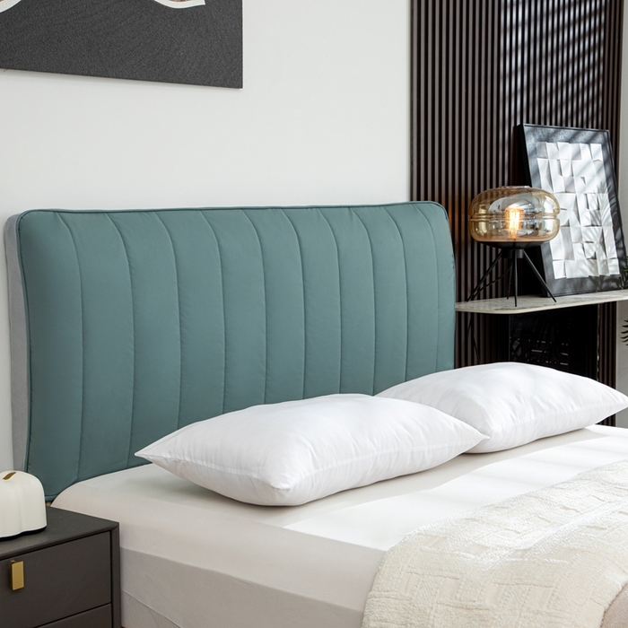 91家纺网 家纺一手货源 找家纺 沐沐家纺 2026新款亲肤舒适简约科技布床头罩 蓝色