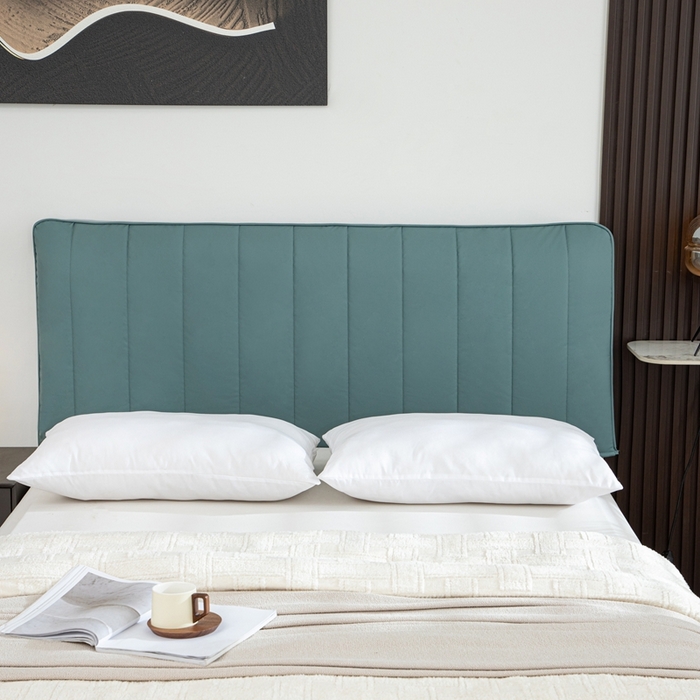 91家纺网 家纺一手货源 找家纺 沐沐家纺 2026新款亲肤舒适简约科技布床头罩 蓝色