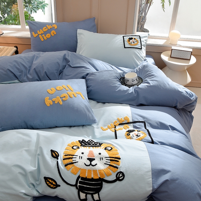 91家纺网 家纺一手货源 找家纺 （总）炫拼家纺 2025新春款萌系A类全棉纯棉40支水洗棉毛巾绣四件套