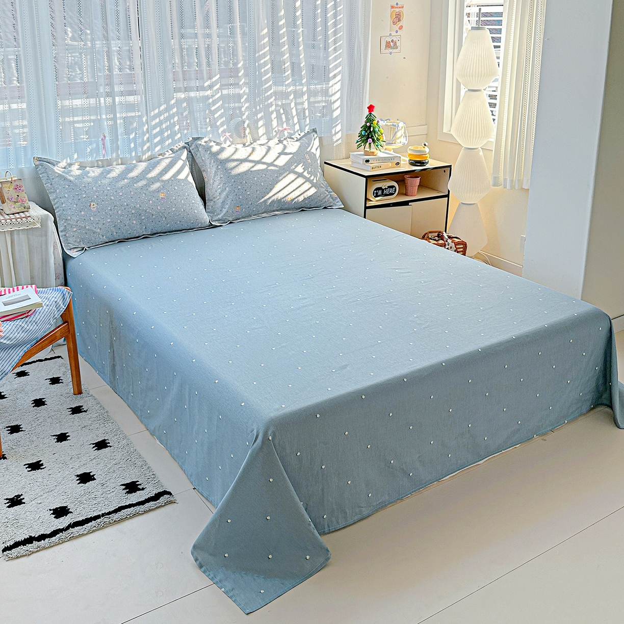 91家纺网 家纺一手货源 找家纺 恩泽家纺 2025新款全棉纯棉12868喷气印花系列四件套-第二批 蓝玫花语