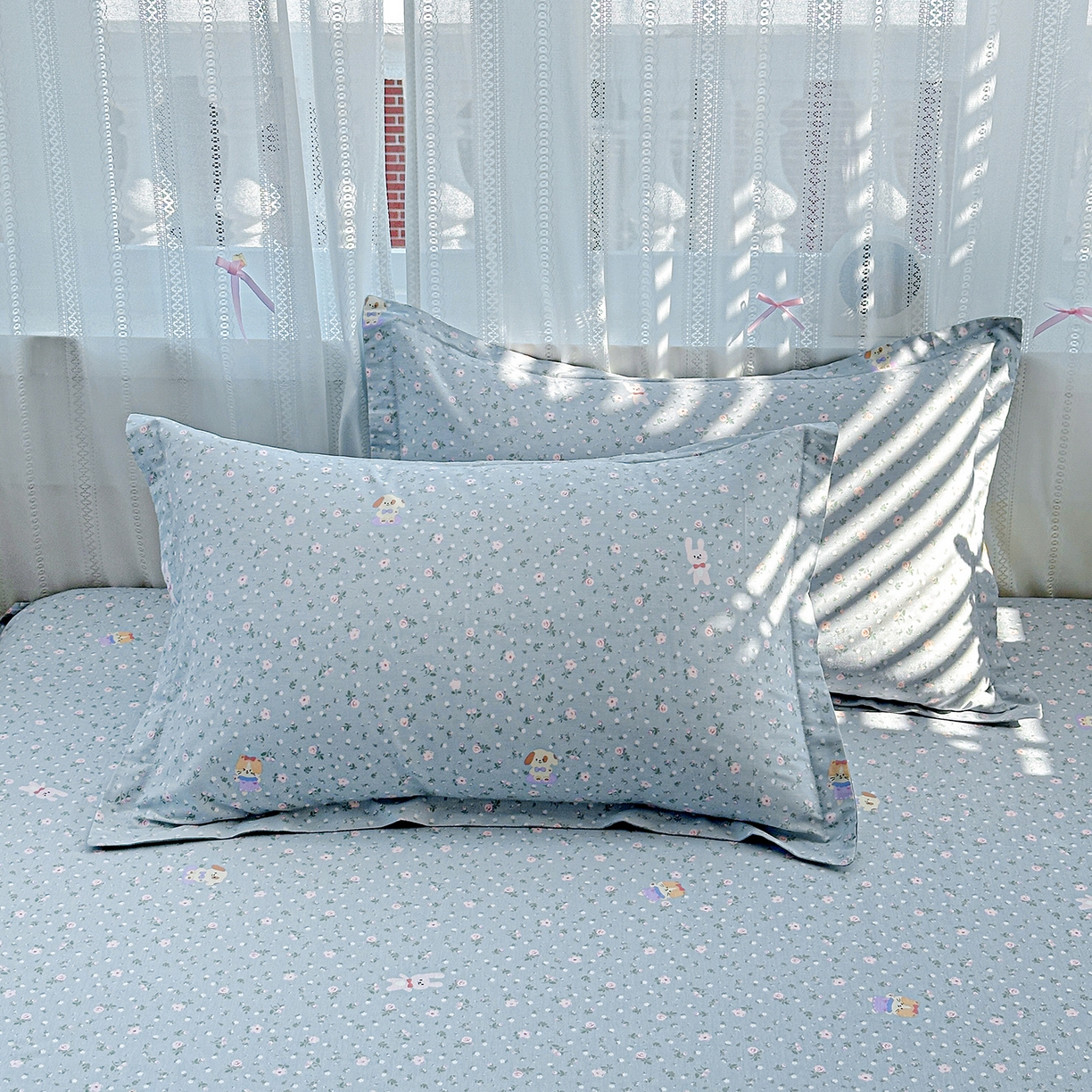 91家纺网 家纺一手货源 找家纺 恩泽家纺 2025新款全棉纯棉12868喷气印花系列四件套-第二批 蓝玫花语