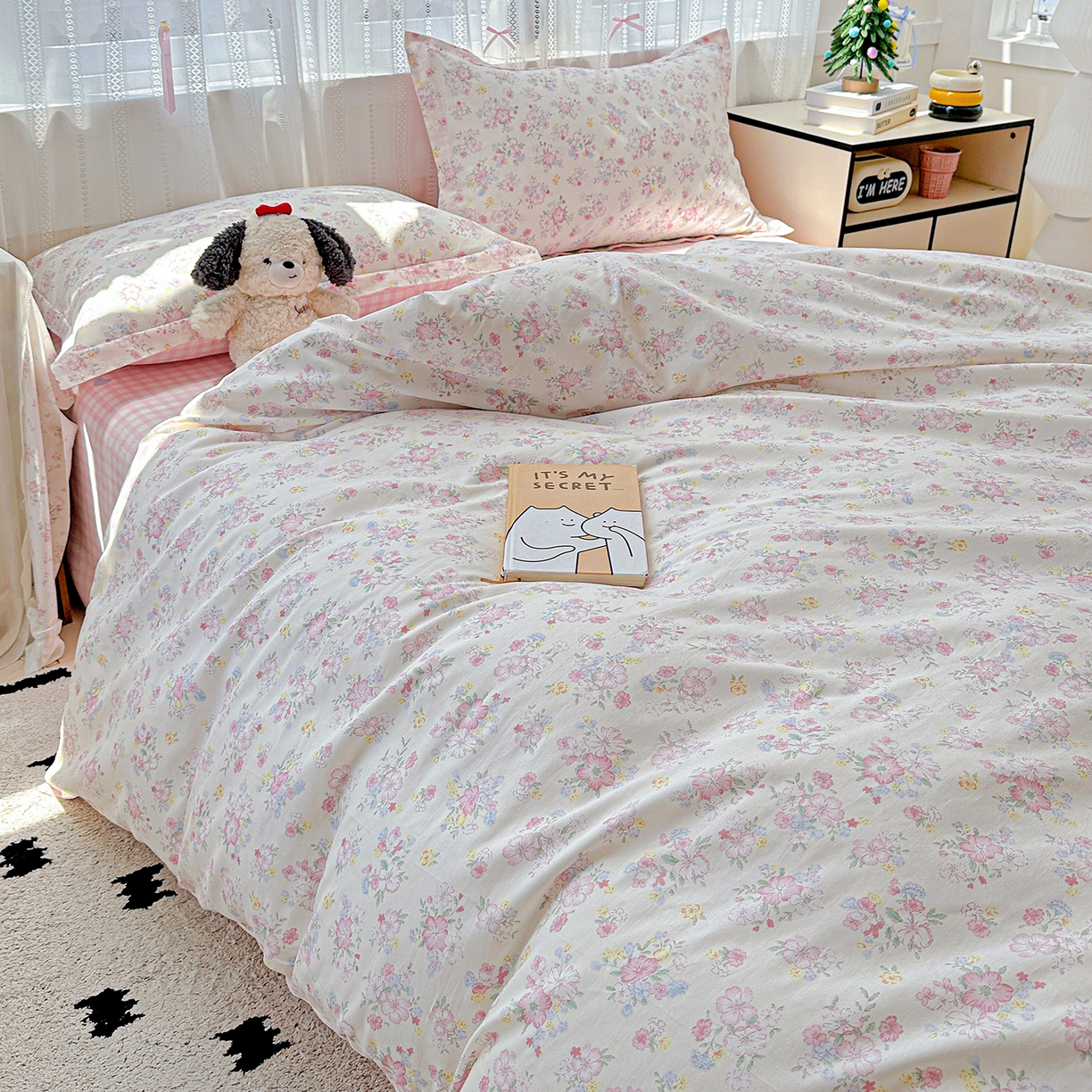 91家纺网 家纺一手货源 找家纺 恩泽家纺 2025新款全棉纯棉12868喷气印花系列四件套-第二批 洛琳粉