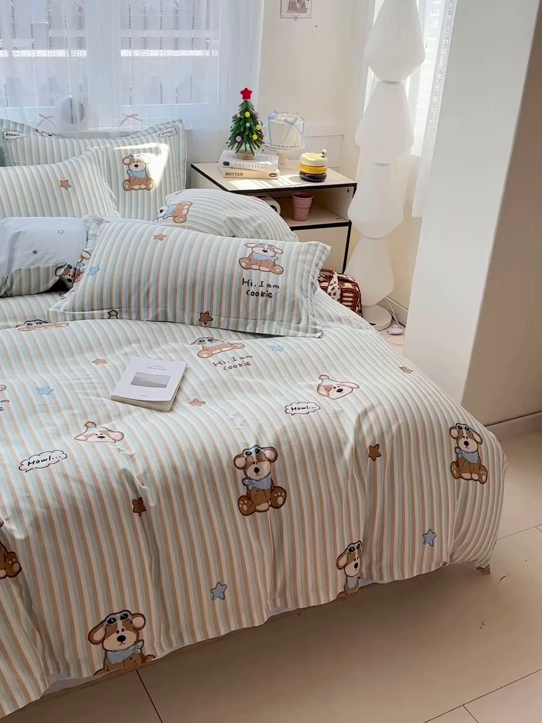 91家纺网 家纺一手货源 找家纺 恩泽家纺 2025新款全棉纯棉12868喷气印花系列四件套-第二批 派对小狗