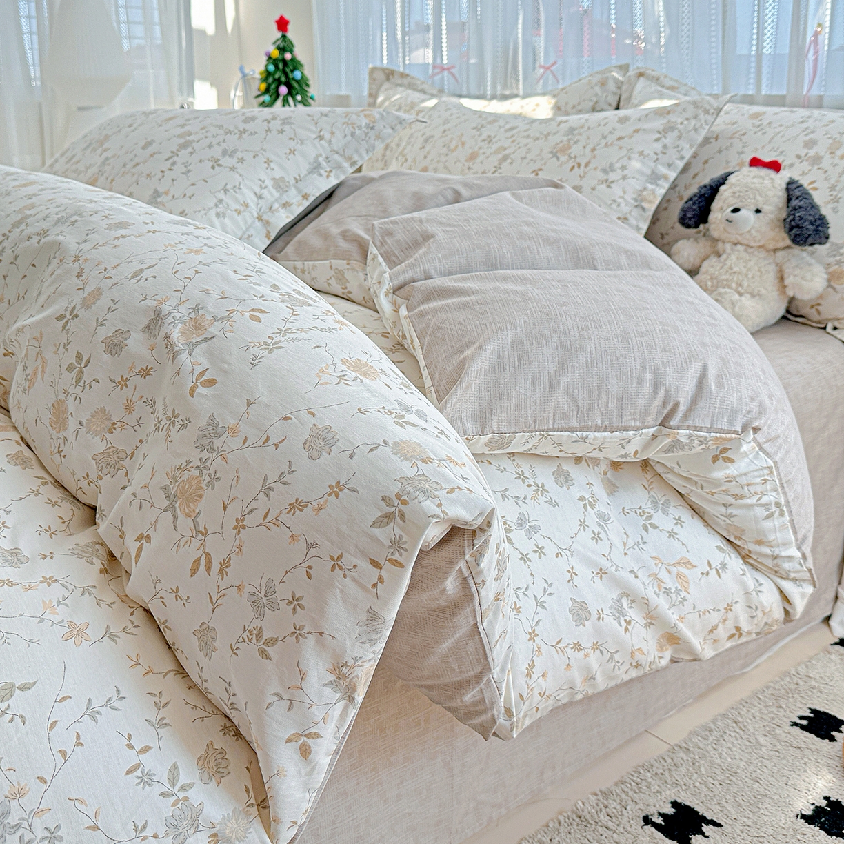 91家纺网 家纺一手货源 找家纺 恩泽家纺 2025新款全棉纯棉12868喷气印花系列四件套-第二批 赛木花