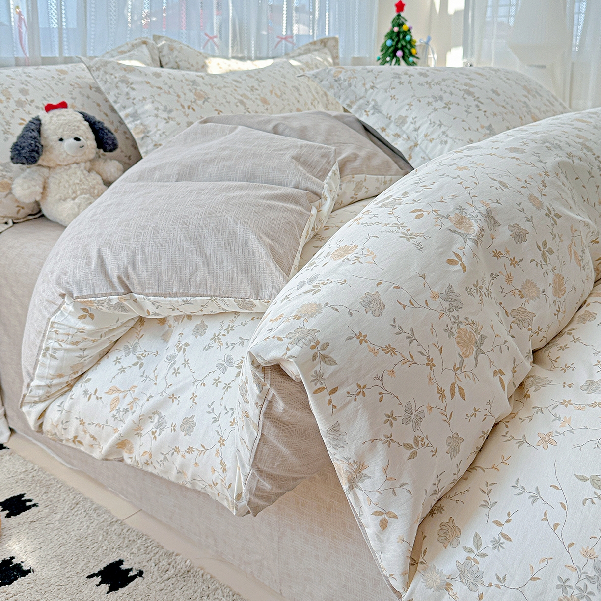 91家纺网 家纺一手货源 找家纺 恩泽家纺 2025新款全棉纯棉12868喷气印花系列四件套-第二批 赛木花