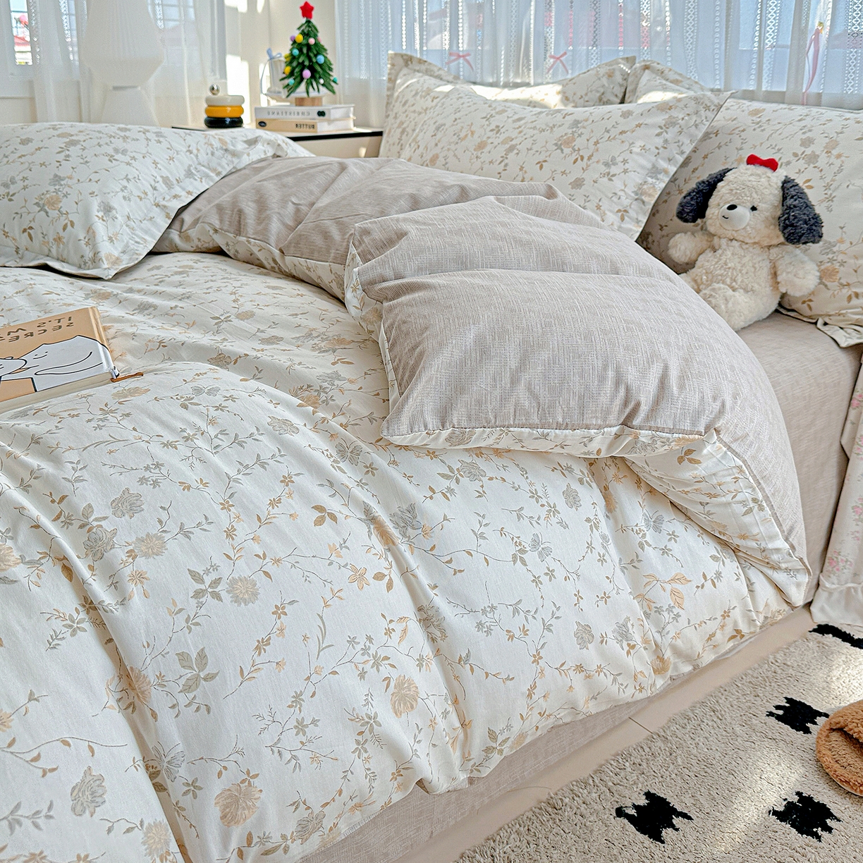 91家纺网 家纺一手货源 找家纺 恩泽家纺 2025新款全棉纯棉12868喷气印花系列四件套-第二批 赛木花