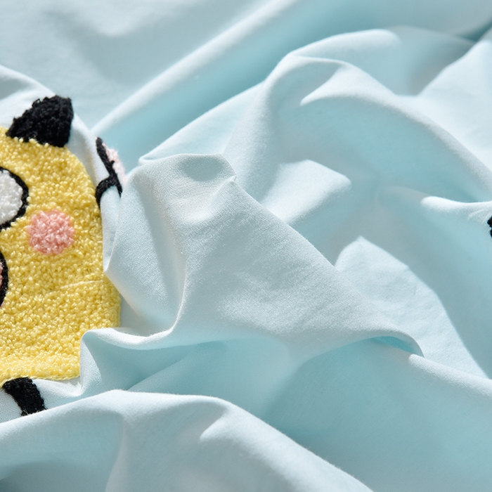 91家纺网 家纺一手货源 找家纺 炫拼家纺 2026新春款萌系A类全棉纯棉40支水洗棉毛巾绣四件套 小怪兽-兰