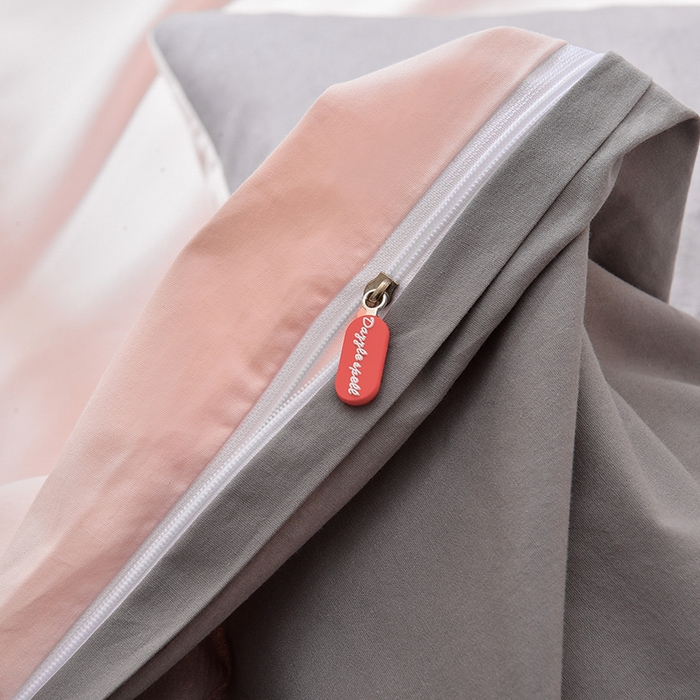 91家纺网 家纺一手货源 找家纺 炫拼家纺 2026新春款萌系A类全棉纯棉40支水洗棉毛巾绣四件套 黑白兔-粉