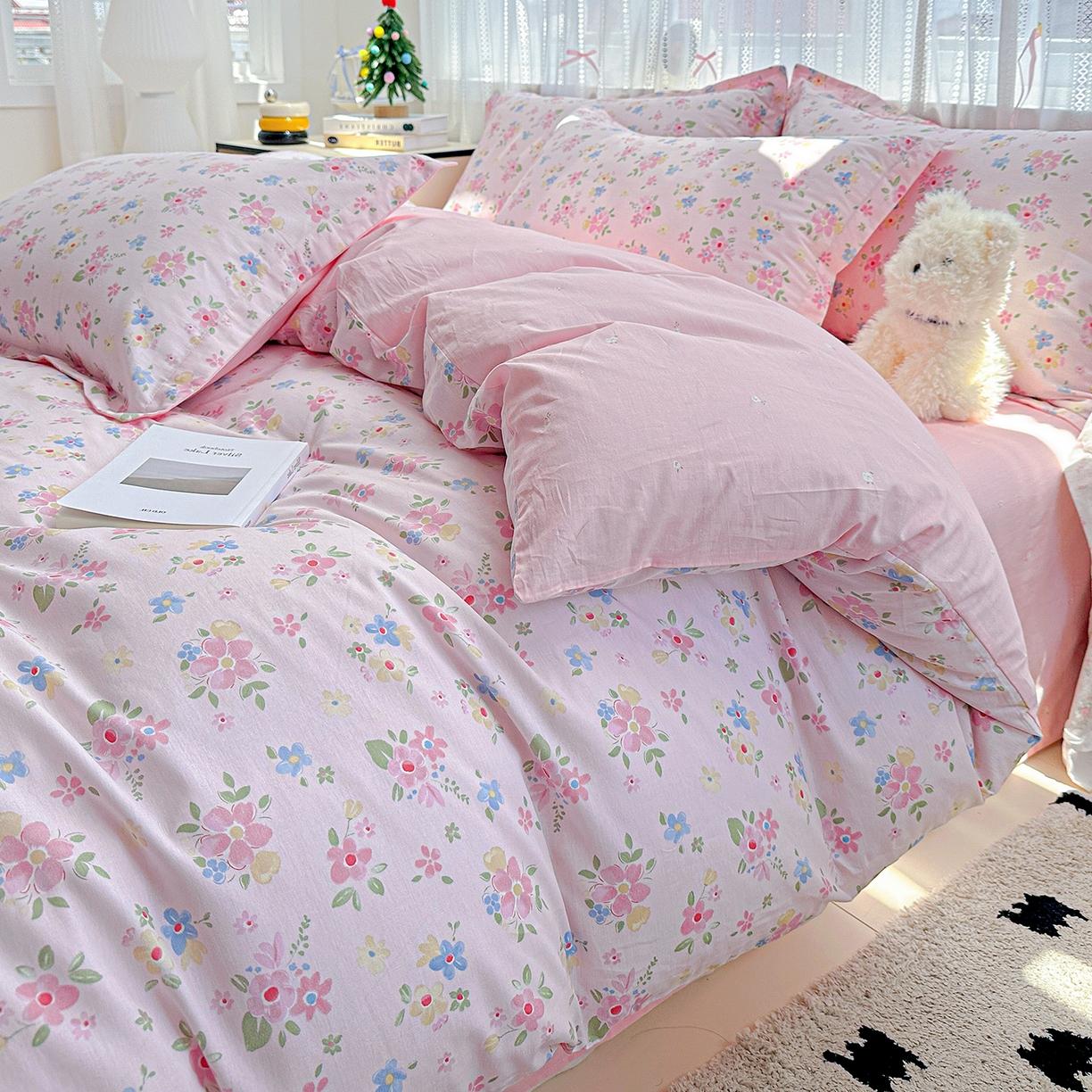 91家纺网 家纺一手货源 找家纺 恩泽家纺 2025新款全棉纯棉12868喷气印花系列四件套-第二批 田园小花