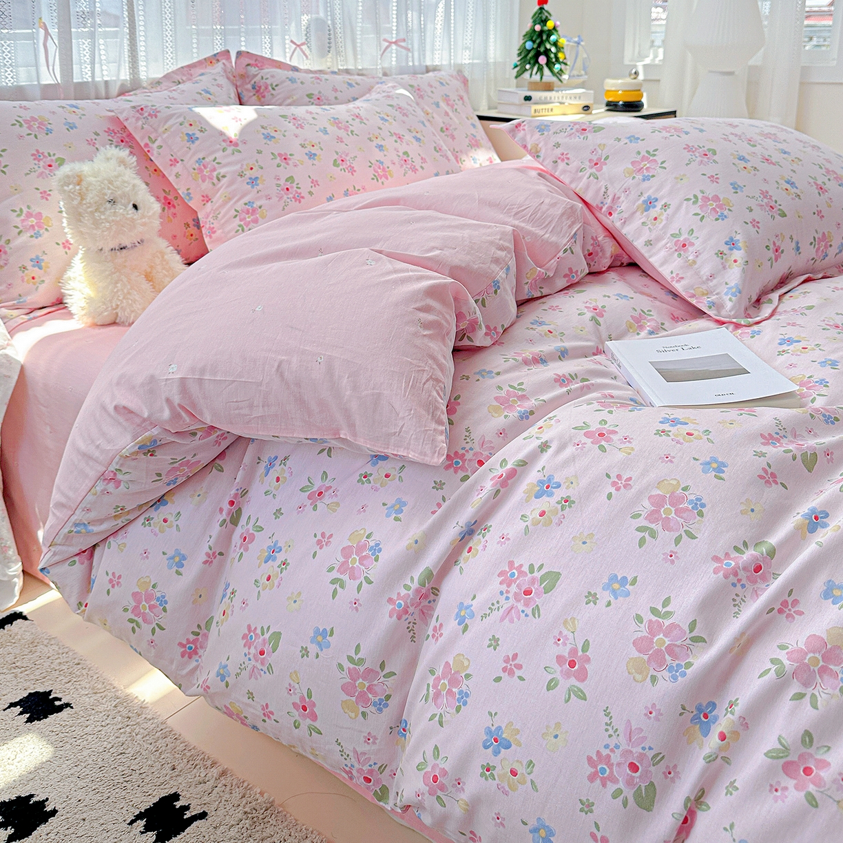 91家纺网 家纺一手货源 找家纺 恩泽家纺 2025新款全棉纯棉12868喷气印花系列四件套-第二批 田园小花