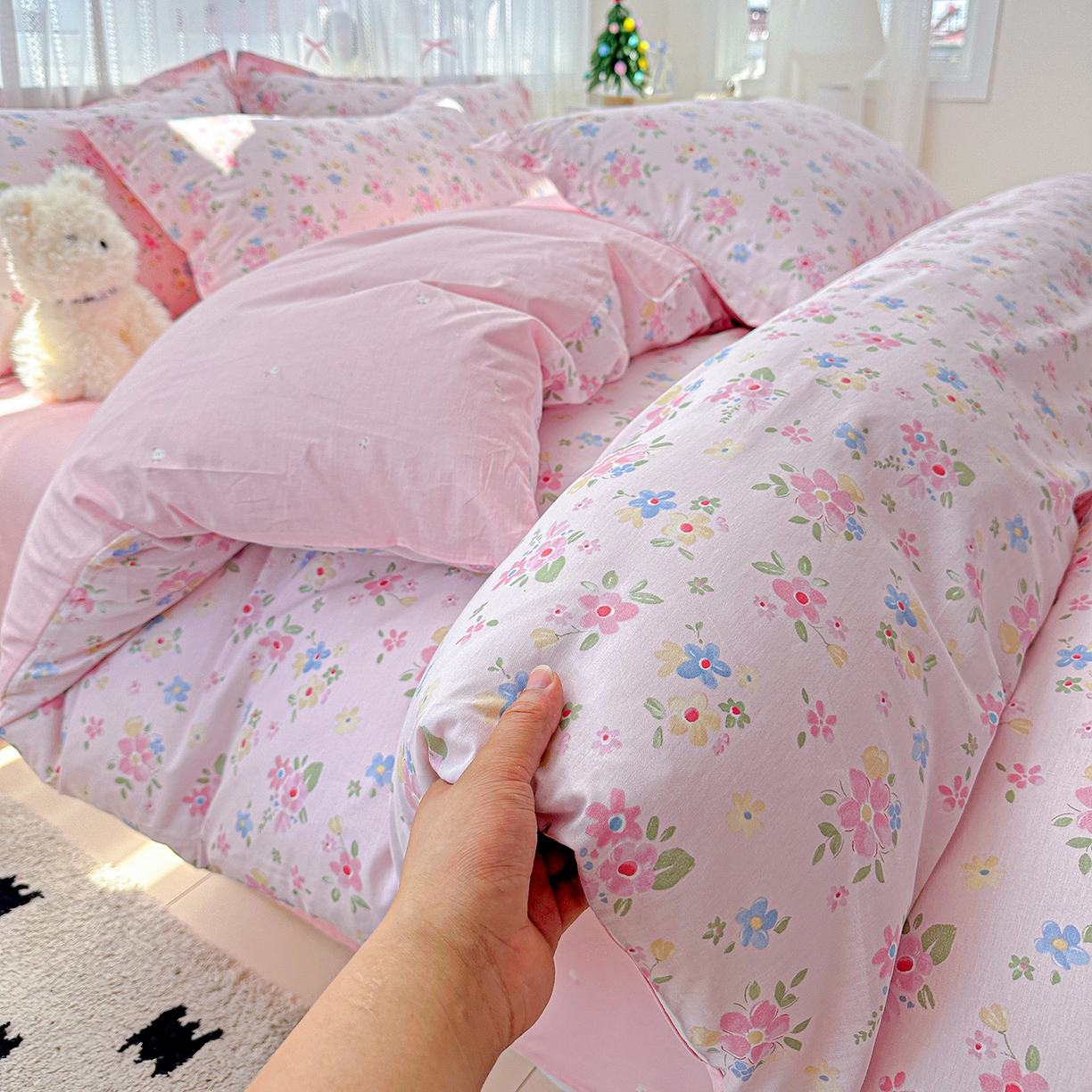 91家纺网 家纺一手货源 找家纺 恩泽家纺 2025新款全棉纯棉12868喷气印花系列四件套-第二批 田园小花