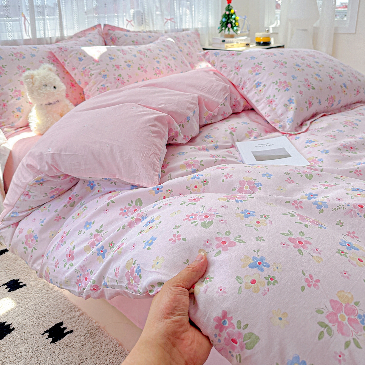 91家纺网 家纺一手货源 找家纺 恩泽家纺 2025新款全棉纯棉12868喷气印花系列四件套-第二批 田园小花