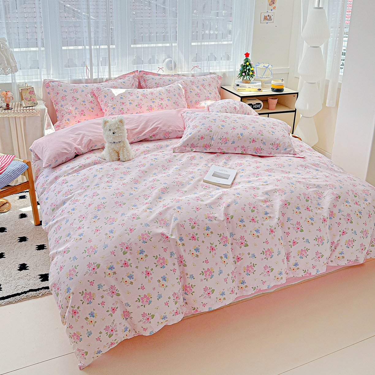 91家纺网 家纺一手货源 找家纺 恩泽家纺 2025新款全棉纯棉12868喷气印花系列四件套-第二批 田园小花