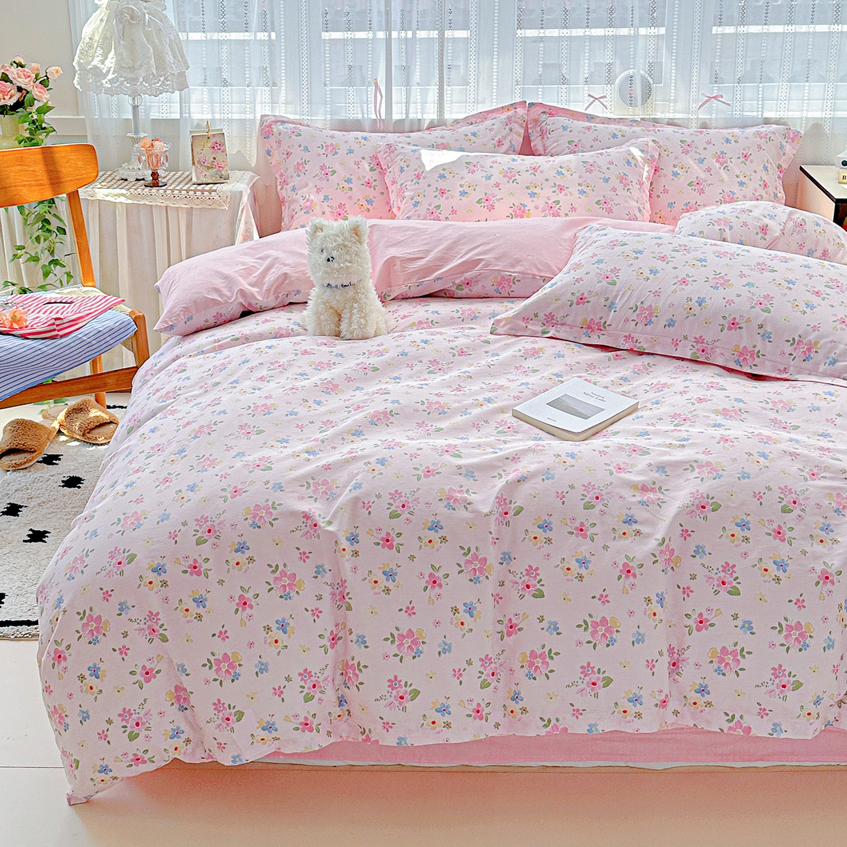 91家纺网 家纺一手货源 找家纺 恩泽家纺 2025新款全棉纯棉12868喷气印花系列四件套-第二批 田园小花