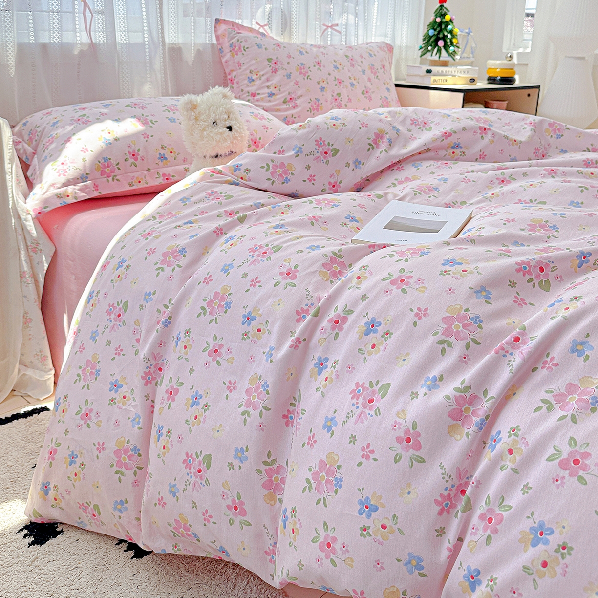 91家纺网 家纺一手货源 找家纺 恩泽家纺 2025新款全棉纯棉12868喷气印花系列四件套-第二批 田园小花