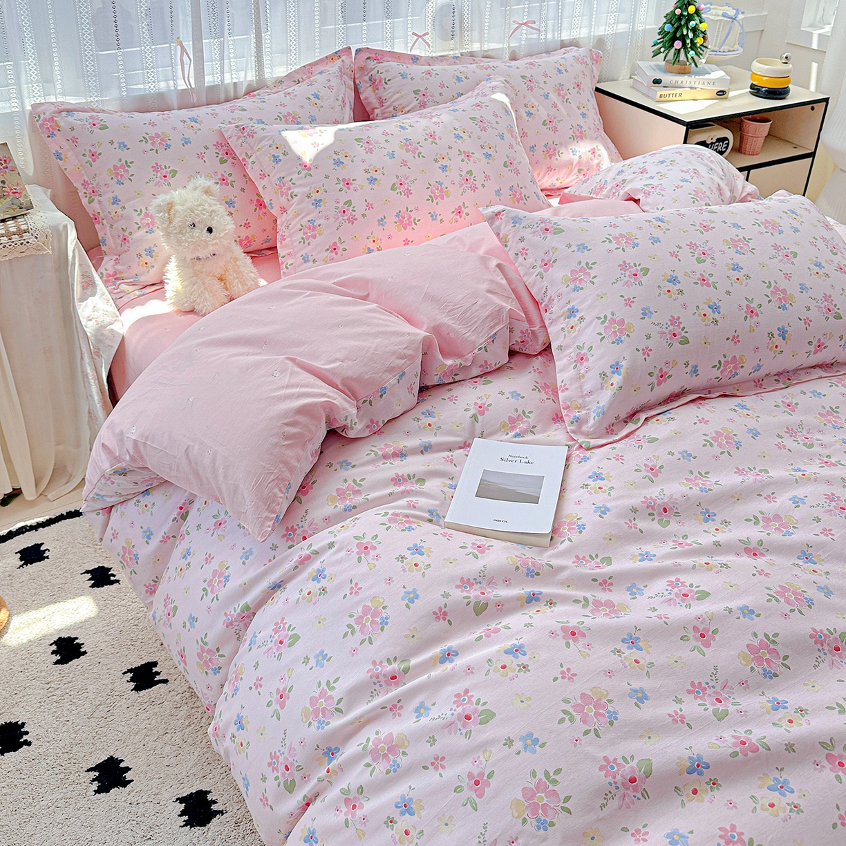 91家纺网 家纺一手货源 找家纺 恩泽家纺 2025新款全棉纯棉12868喷气印花系列四件套-第二批 田园小花