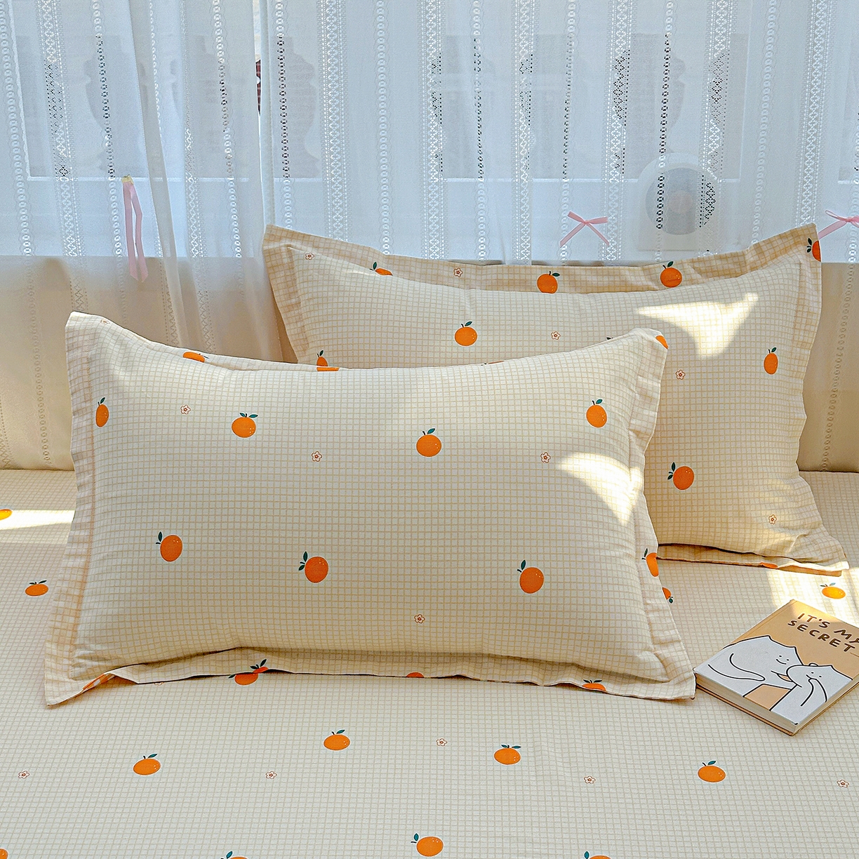 91家纺网 家纺一手货源 找家纺 恩泽家纺 2025新款全棉纯棉12868喷气印花系列四件套-第二批 甜小桔