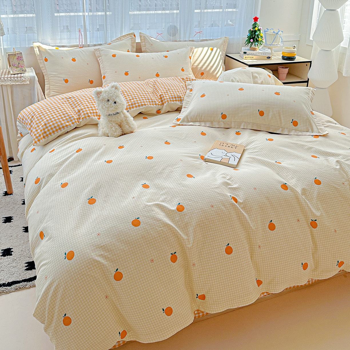 91家纺网 家纺一手货源 找家纺 恩泽家纺 2025新款全棉纯棉12868喷气印花系列四件套-第二批 甜小桔