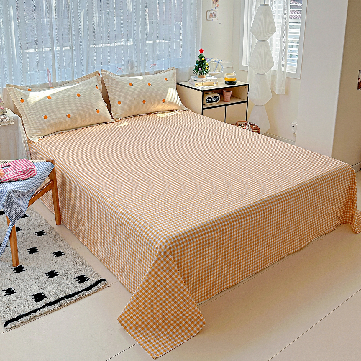 91家纺网 家纺一手货源 找家纺 恩泽家纺 2025新款全棉纯棉12868喷气印花系列四件套-第二批 甜小桔