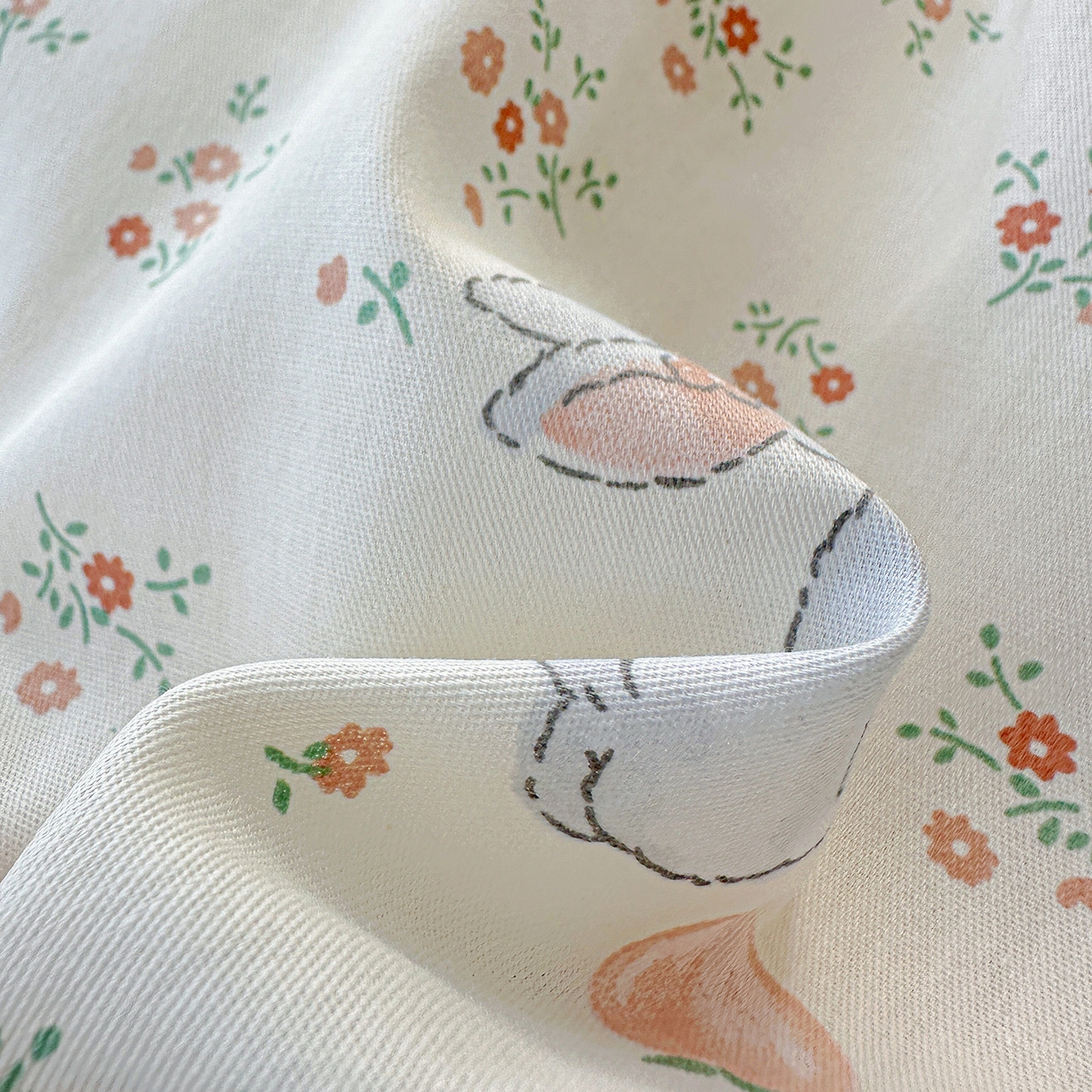 91家纺网 家纺一手货源 找家纺 恩泽家纺 2025新款全棉纯棉12868喷气印花系列四件套-第二批 兔子乐园