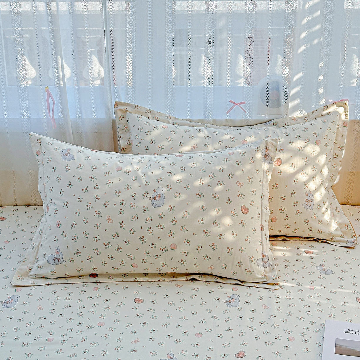 91家纺网 家纺一手货源 找家纺 恩泽家纺 2025新款全棉纯棉12868喷气印花系列四件套-第二批 兔子乐园