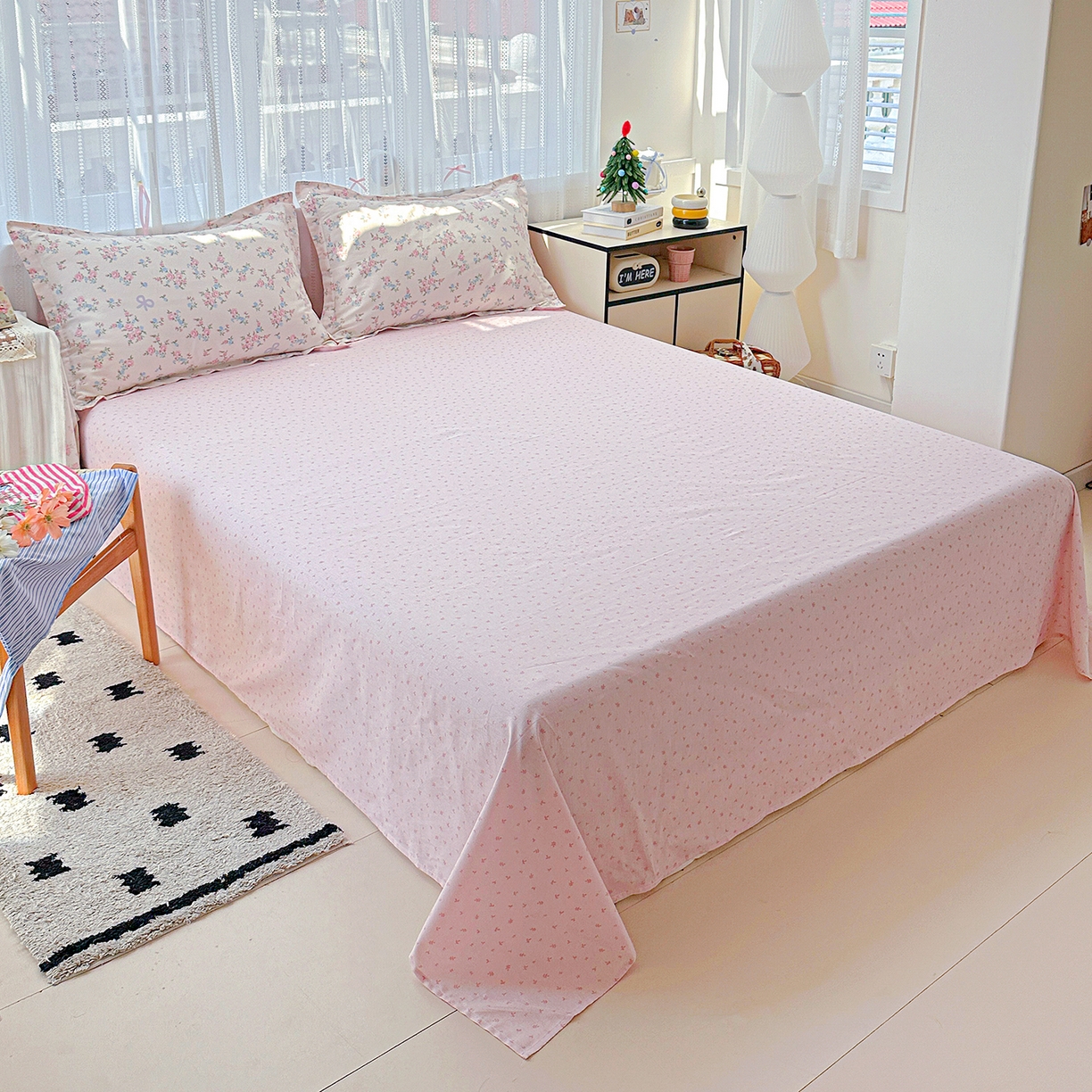 91家纺网 家纺一手货源 找家纺 恩泽家纺 2025新款全棉纯棉12868喷气印花系列四件套-第二批 晚风梦粉