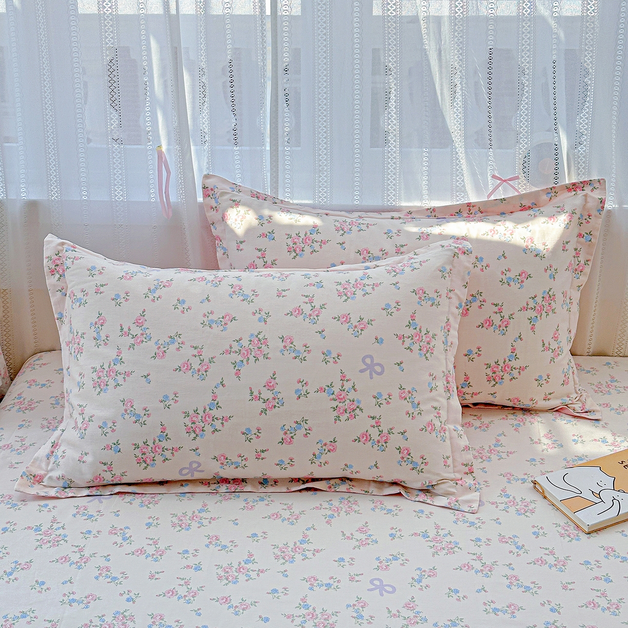 91家纺网 家纺一手货源 找家纺 恩泽家纺 2025新款全棉纯棉12868喷气印花系列四件套-第二批 晚风梦粉