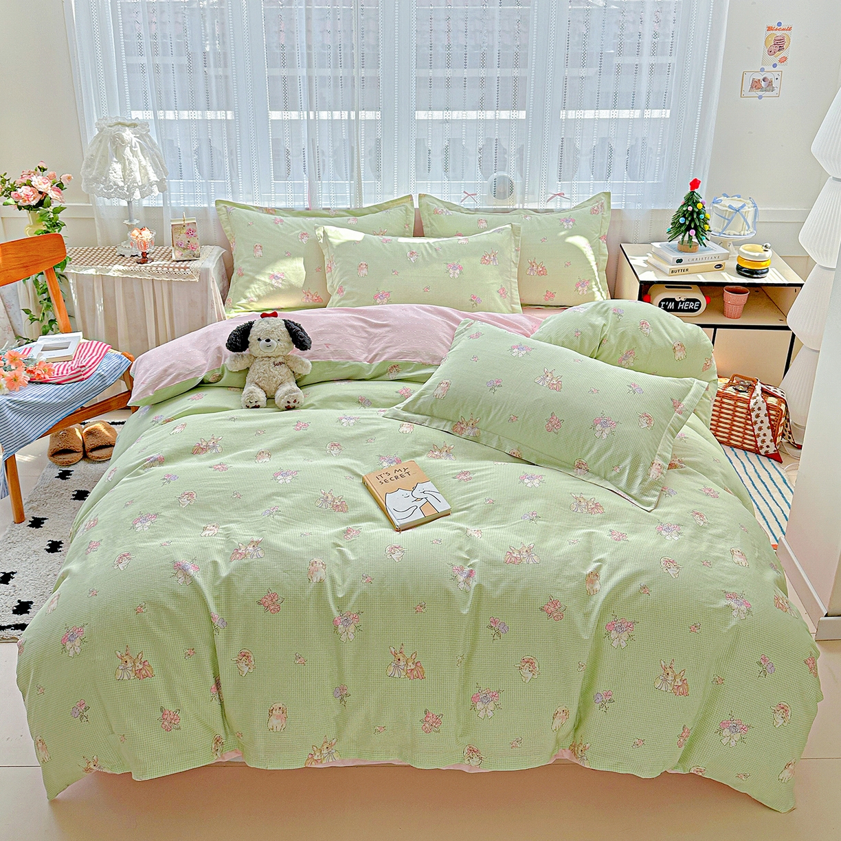 恩泽家纺 2025新款全棉纯棉12868喷气印花系列四件套-第二批 小欢喜