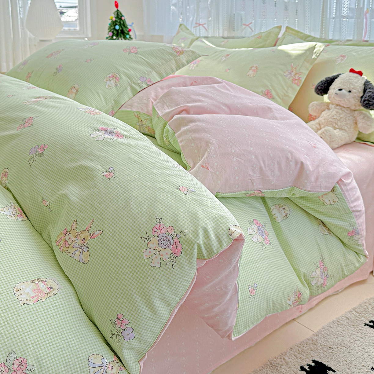 91家纺网 家纺一手货源 找家纺 恩泽家纺 2025新款全棉纯棉12868喷气印花系列四件套-第二批 小欢喜