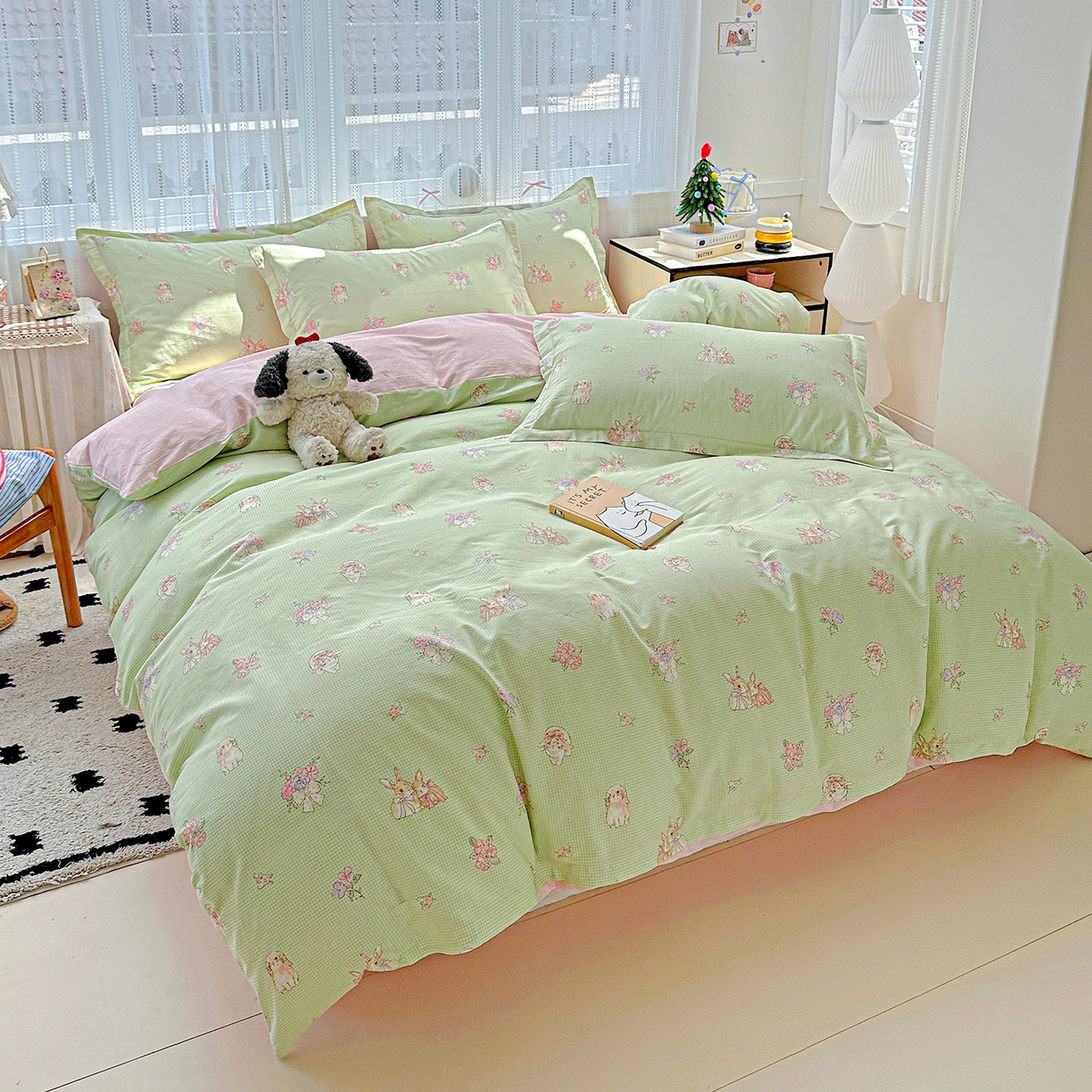 91家纺网 家纺一手货源 找家纺 恩泽家纺 2025新款全棉纯棉12868喷气印花系列四件套-第二批 小欢喜