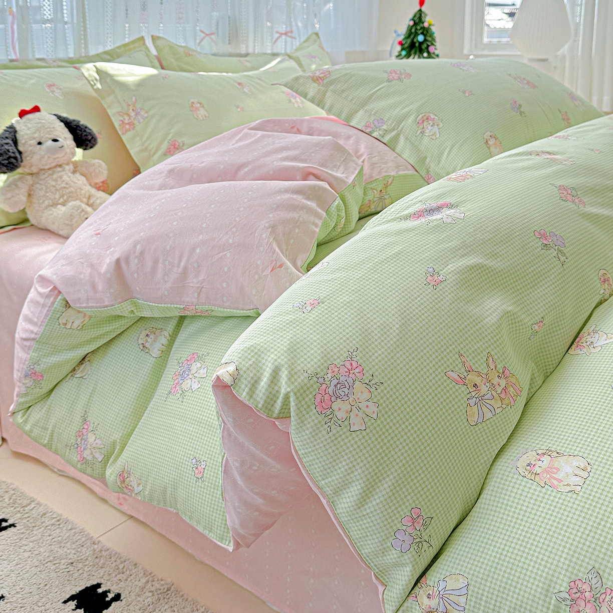 91家纺网 家纺一手货源 找家纺 恩泽家纺 2025新款全棉纯棉12868喷气印花系列四件套-第二批 小欢喜