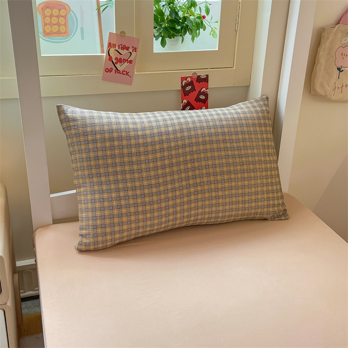 91家纺网 家纺一手货源 找家纺 慕木家纺 2025新款A类亲肤磨毛简约无印风水洗棉学生大礼包上下铺条纹套件系列 玛卡朵+奶黄