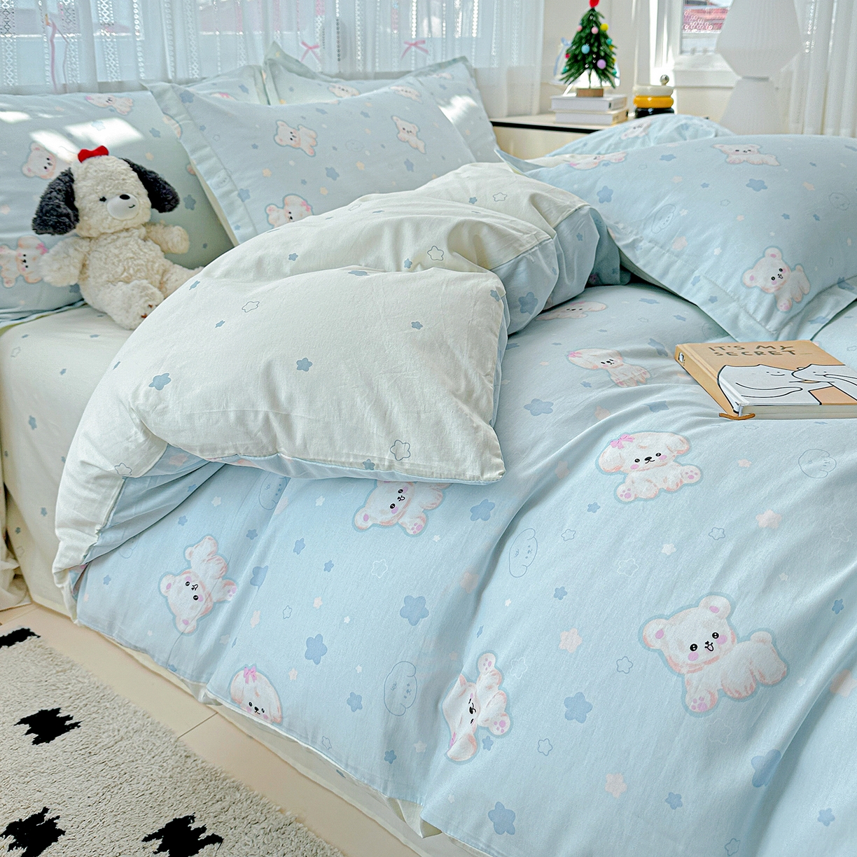 91家纺网 家纺一手货源 找家纺 恩泽家纺 2025新款全棉纯棉12868喷气印花系列四件套-第二批 小甜心