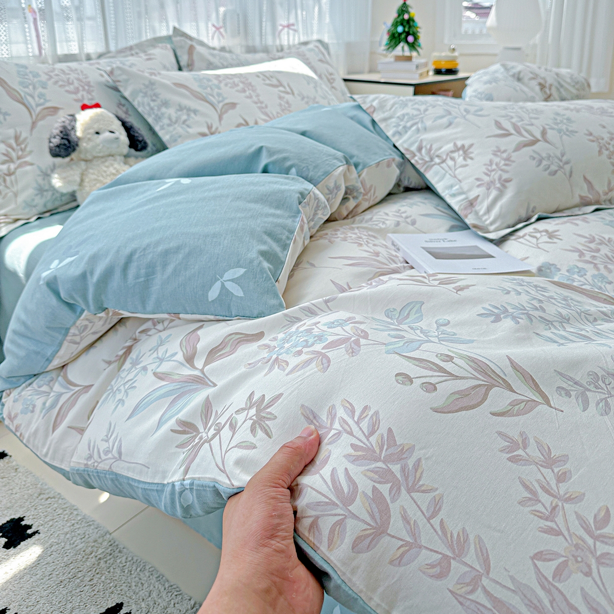 91家纺网 家纺一手货源 找家纺 恩泽家纺 2025新款全棉纯棉12868喷气印花系列四件套-第二批 寻叶