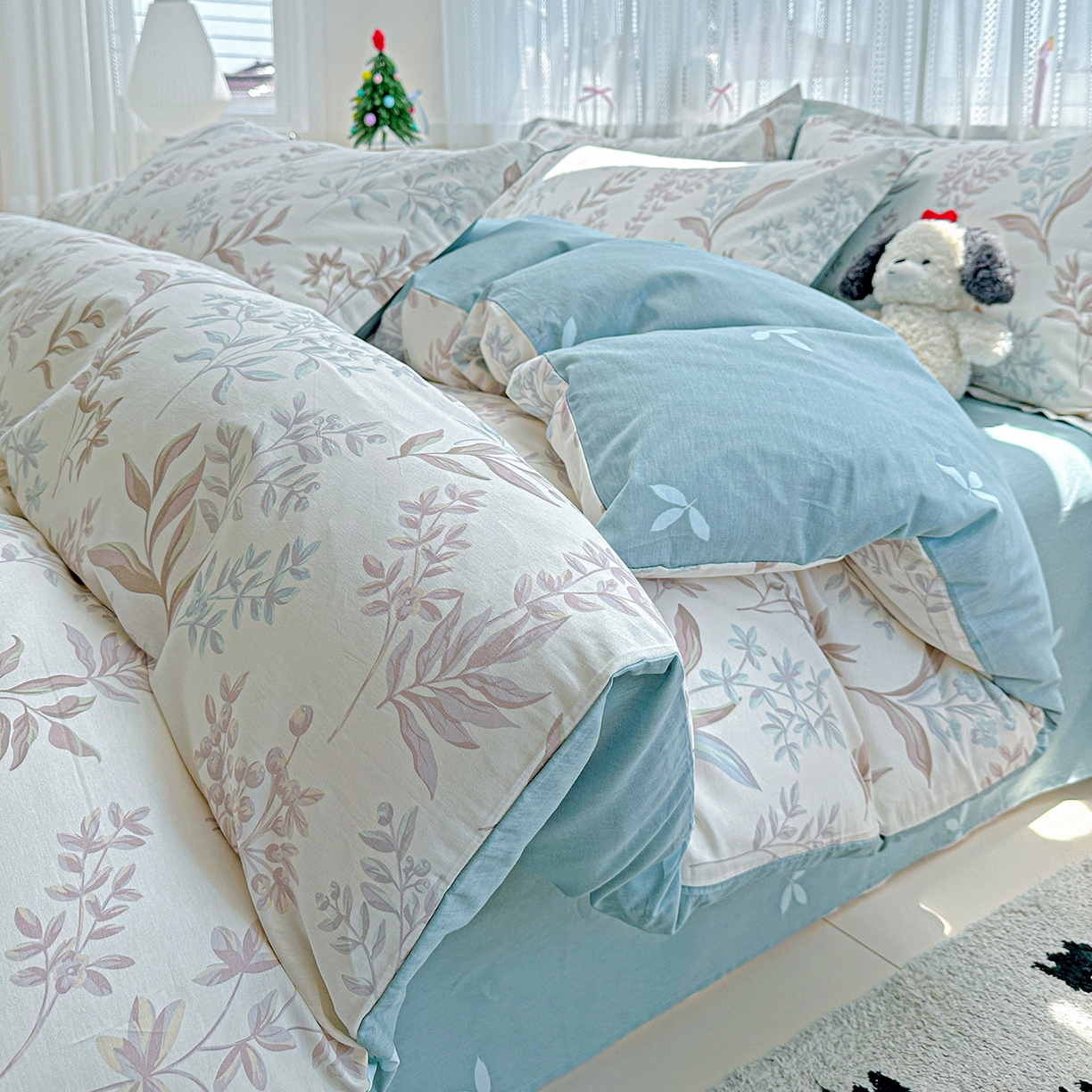 91家纺网 家纺一手货源 找家纺 恩泽家纺 2025新款全棉纯棉12868喷气印花系列四件套-第二批 寻叶