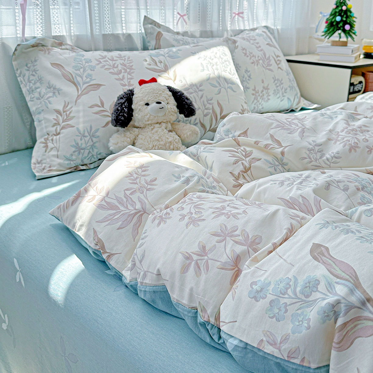 91家纺网 家纺一手货源 找家纺 恩泽家纺 2025新款全棉纯棉12868喷气印花系列四件套-第二批 寻叶