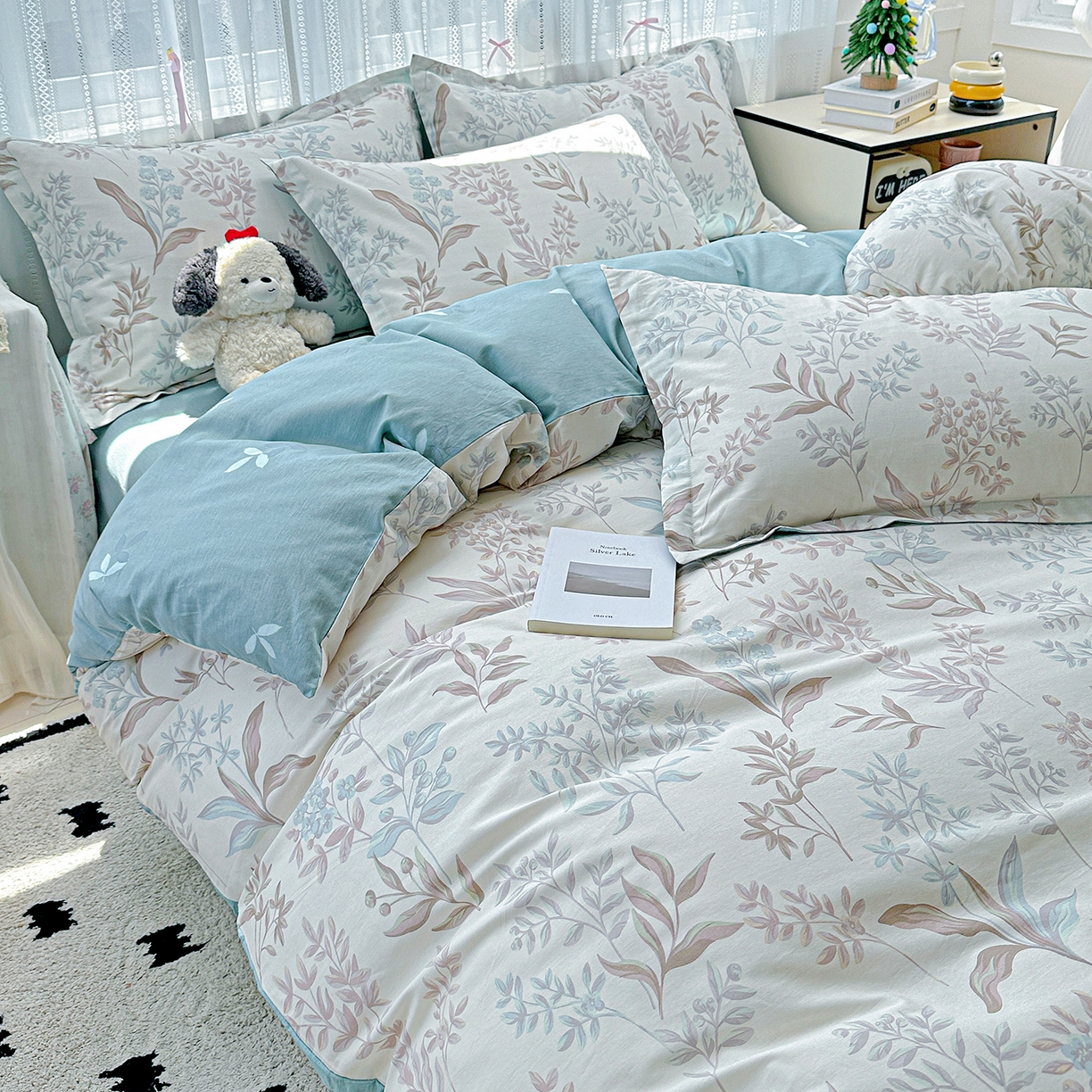 91家纺网 家纺一手货源 找家纺 恩泽家纺 2025新款全棉纯棉12868喷气印花系列四件套-第二批 寻叶