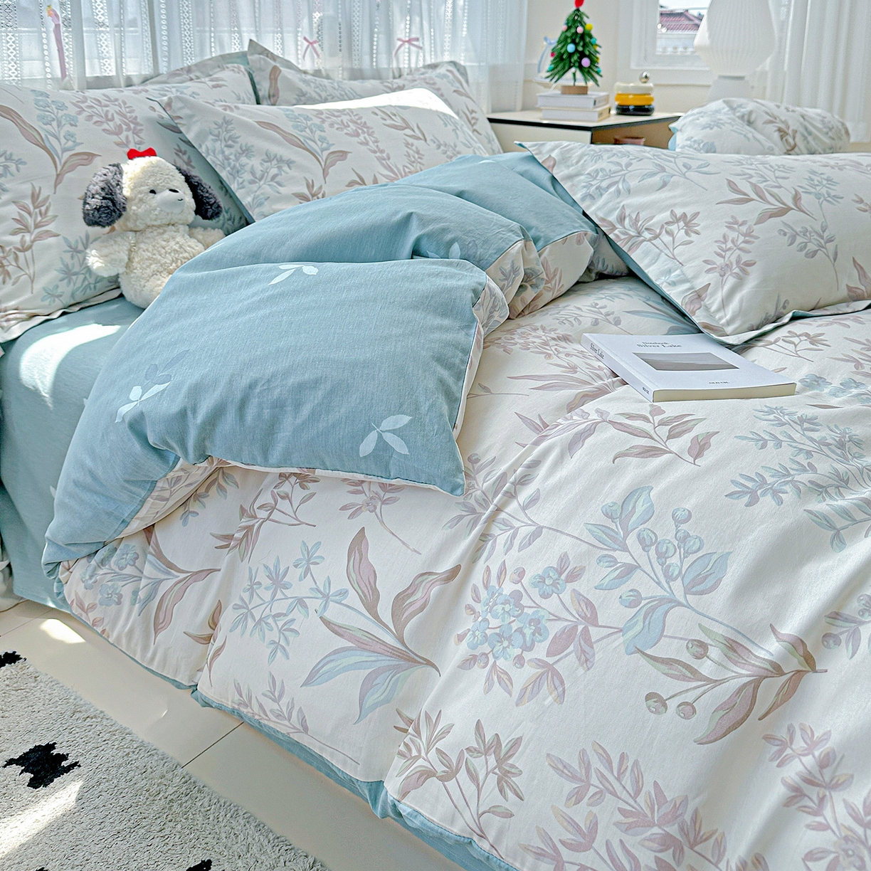 91家纺网 家纺一手货源 找家纺 恩泽家纺 2025新款全棉纯棉12868喷气印花系列四件套-第二批 寻叶