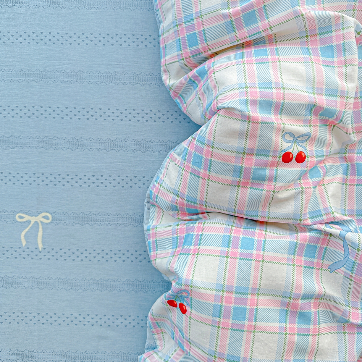 91家纺网 家纺一手货源 找家纺 恩泽家纺 2025新款全棉纯棉12868喷气印花系列四件套-第二批 樱桃派